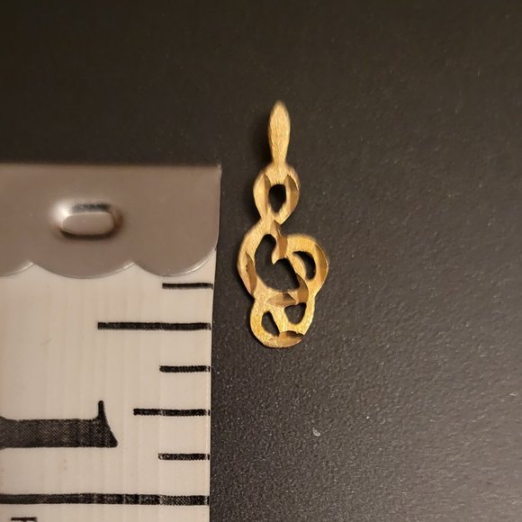 10K Gold Treble Clef Pendant - Picture 3 of 4